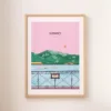 Une affiche du lac d'Annecy et du Pont des Amours dans les tons roses