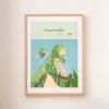 Une affiche de la plage et du sentier du T-Rex de Kelingking à Bali