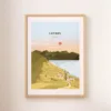 Une affiche des vignes du Lavaux face au Lac Léman dans les tons bleus