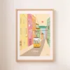 Une affiche du tramway et des ruelles de Lisbonne au Portugal