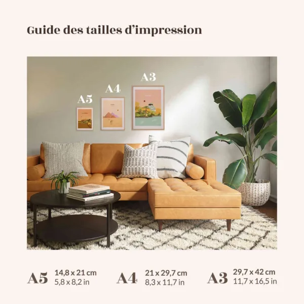 Guide des tailles d'impression des affiches voyage et des poster personnalisés Lilu