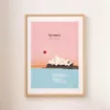 Une affiche de l'opéra et de la baie de Sydney en Australie dans les tons roses