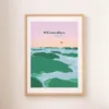 Une affiche des îles et de l'eau turquoise de l'archipel des Whitsundays dans les tons violets