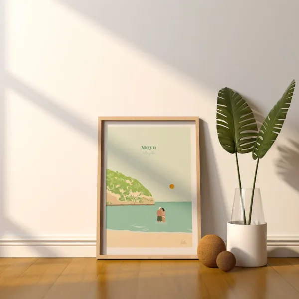 Poster personnalisé d'un couple sur une plage sur l'île de Mayotte