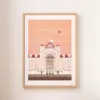 Une affiche du Palais Lumière à Evian-les-Bains dans les tons orange