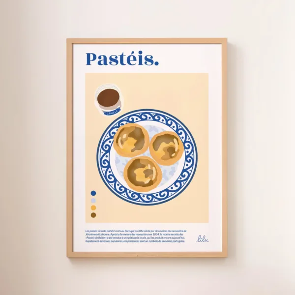 Une affiche représentant des pasteis de nata portugais avec de la canelle