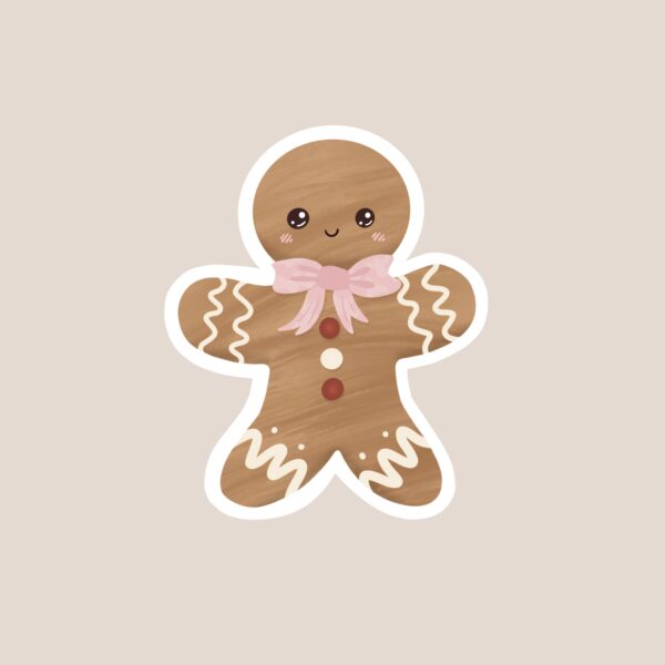 Un sticker de Noël représentant un pain d'épice en forme de bonhomme